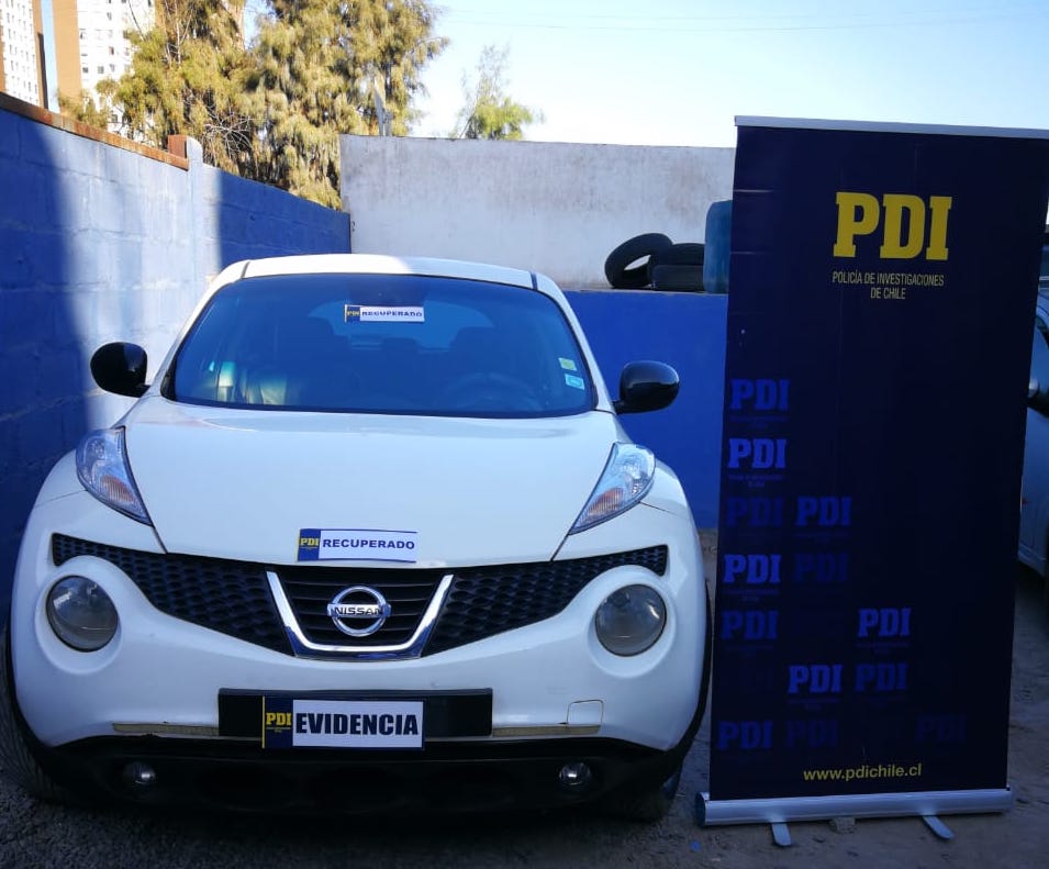 PDI recupera vehículo robado en 2014 y reinscrito con documentos falsos