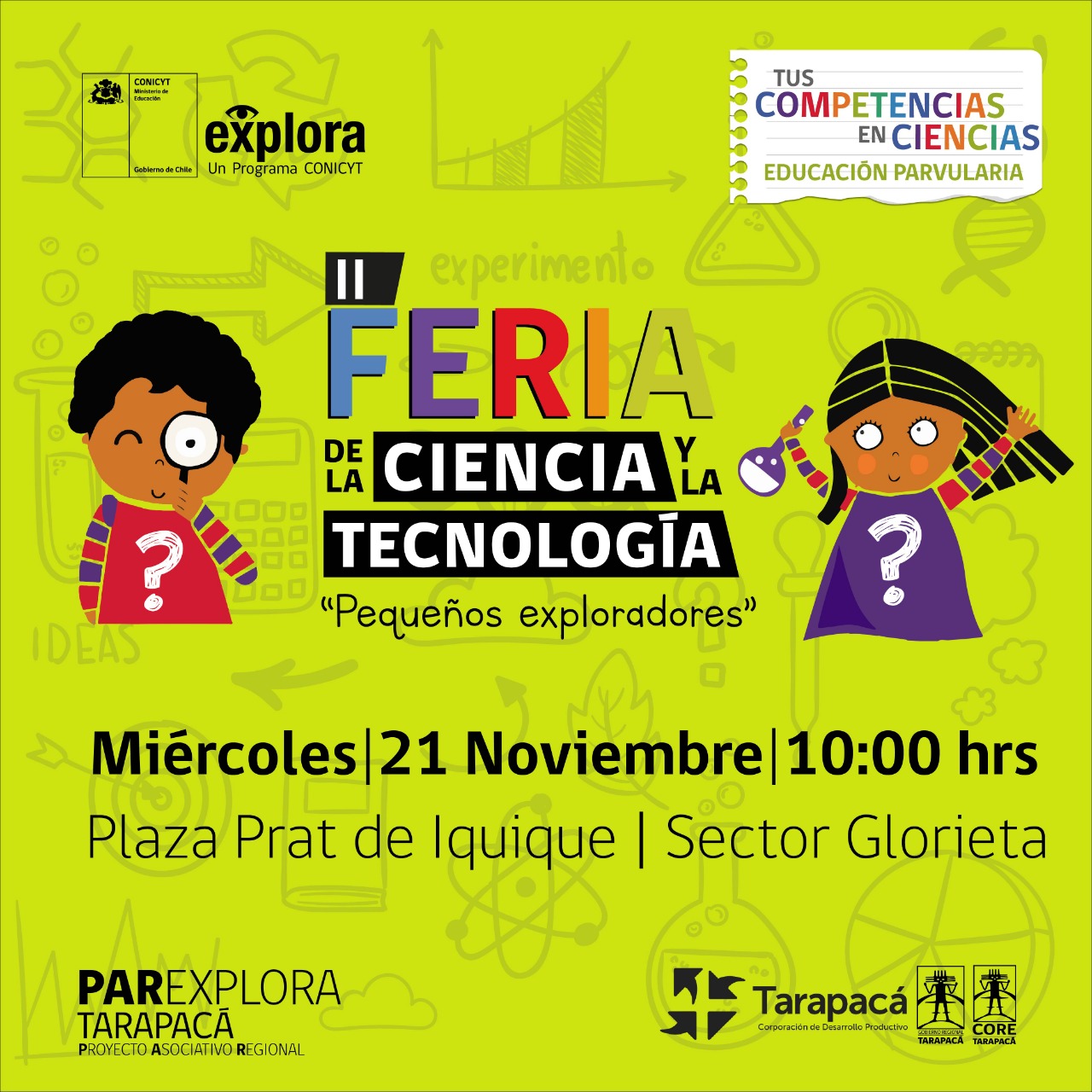 Mañana Feria de Ciencia y Tecnología “Pequeños Exploradores” en la Plaza Prat