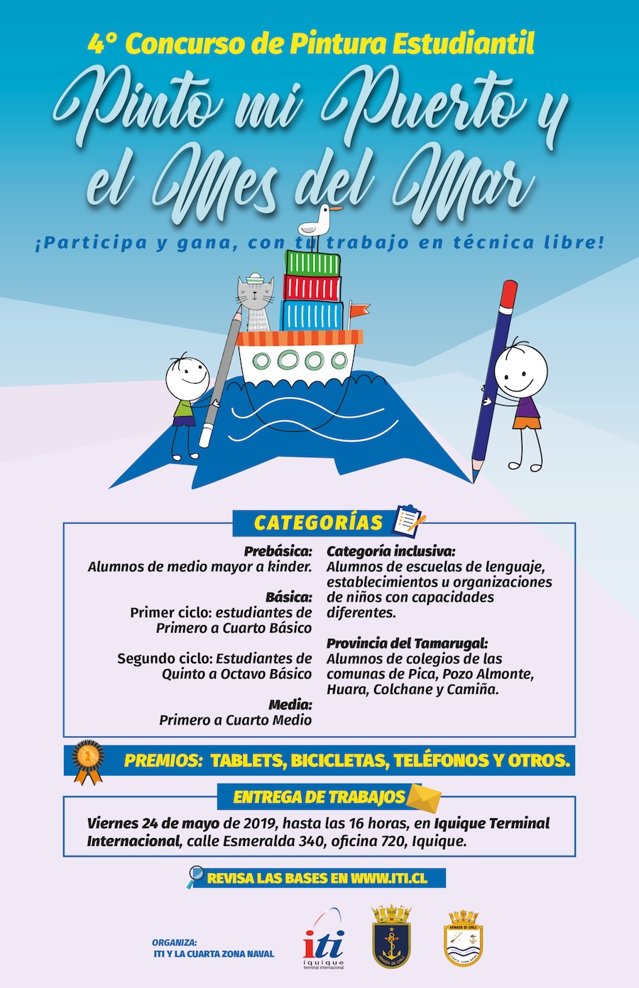 ITI y Cuarta Zona Naval organizan concurso «Pinto Mi Puerto» en el Mes del Mar