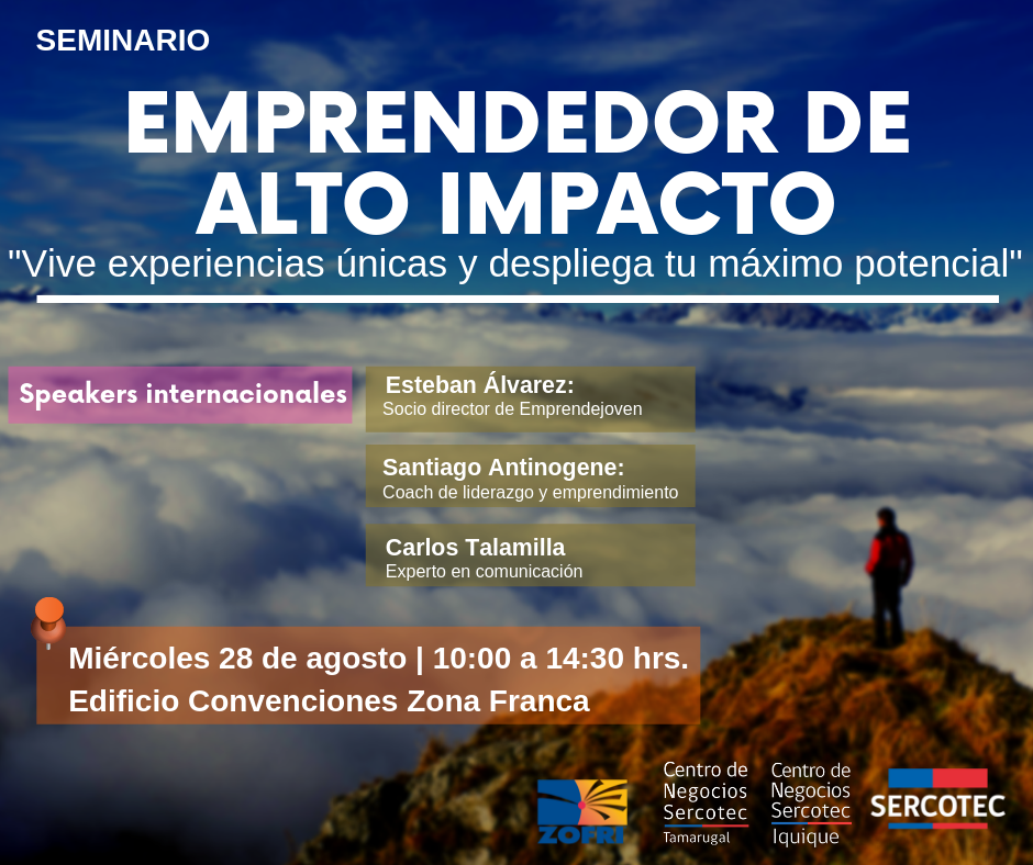 Sercotec invita a emprendedores de la región a participar en seminario gratuito “Emprendedor de Alto Impacto”