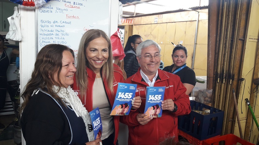 Ministra Plá descubrió el lienzo del Fono 1455 en el Centro Comercial Agro Sur