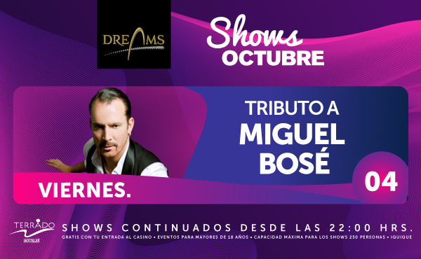 Notable performance de Bosé  este viernes Dreams Iquique