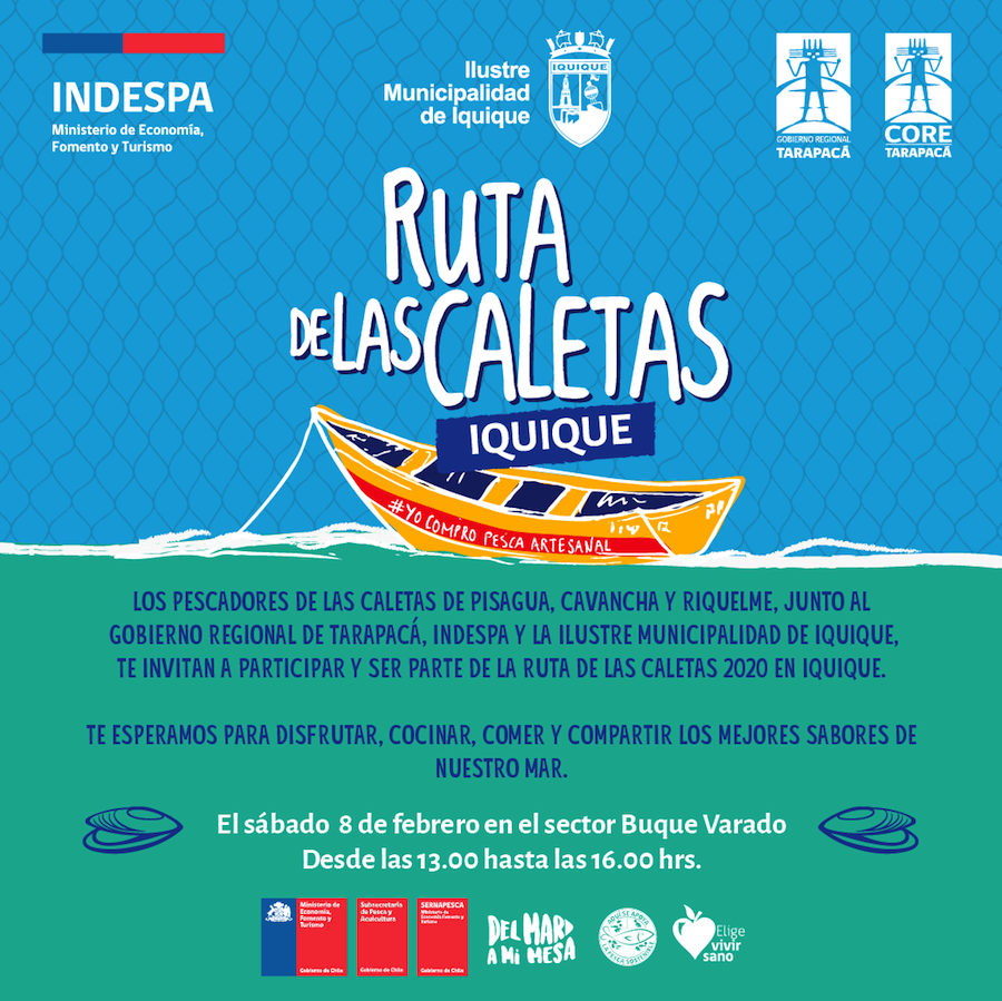 Caletas de Iquique serán protagonistas de la cuarta parada de la Ruta de las Caletas 2020