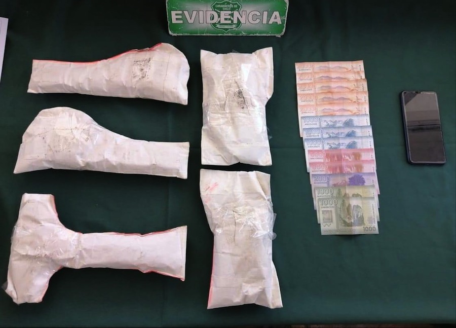 En bus Oruro-Iquique mujer transportaba 3 kilos 339 gramos de pasta base