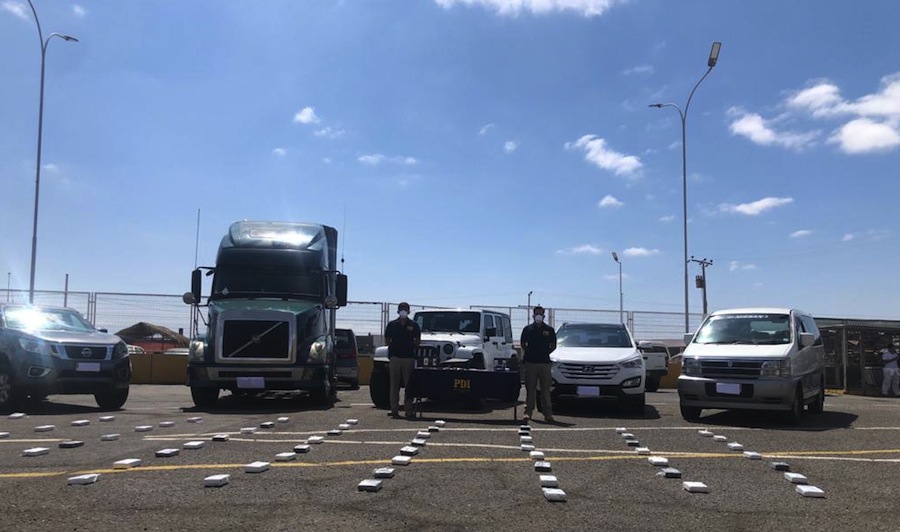 PDI incautó 80 kilos de cocaína de alta pureza en control fronterizo