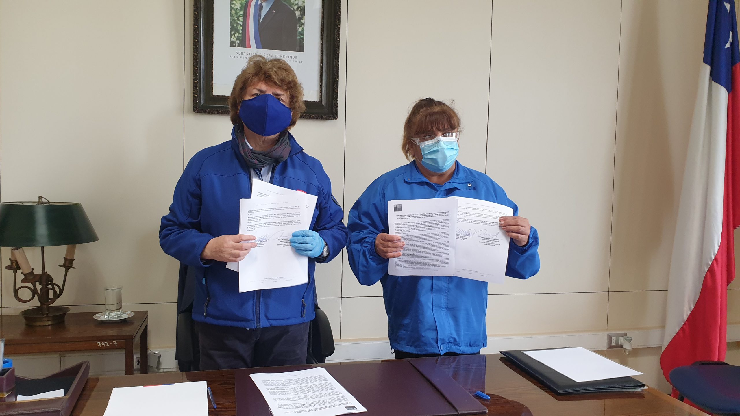 Instalan pediluvios en oficinas de Registro Civil de Tarapacá