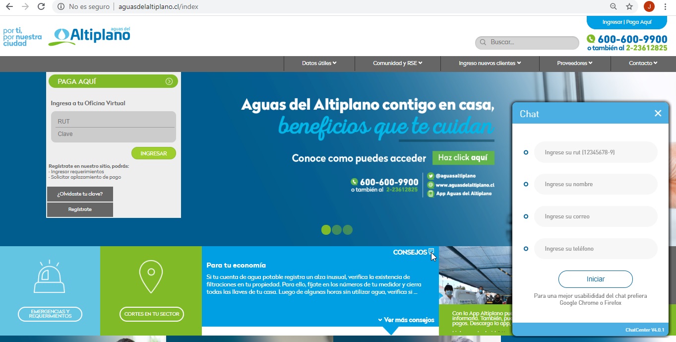 Con página en Facebook y chat interactivo en su Web Aguas del Altiplano suma nuevos canales de atención