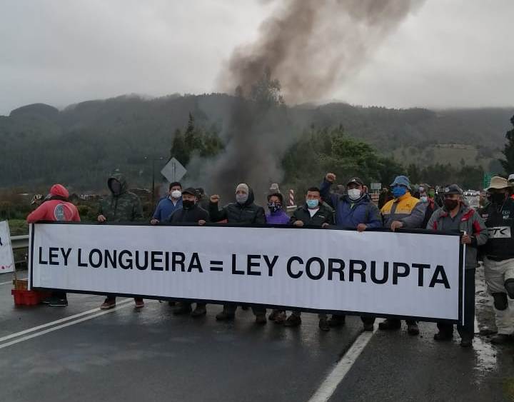 Pescadores artesanales de Queule se toman carretera en Novena Región