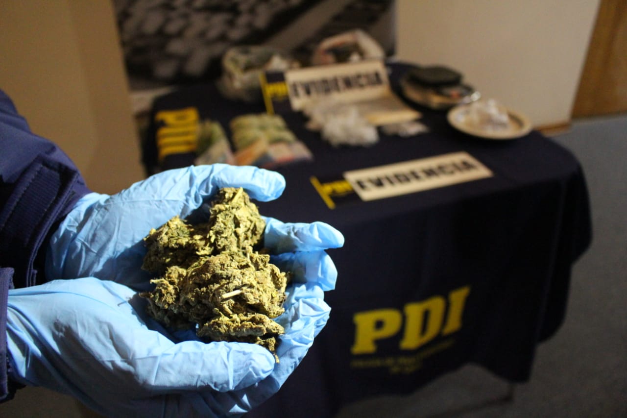 Cuatro detenidos y más de mil 100 dosis de droga en operativo de la PDI y Fiscalía SACFI