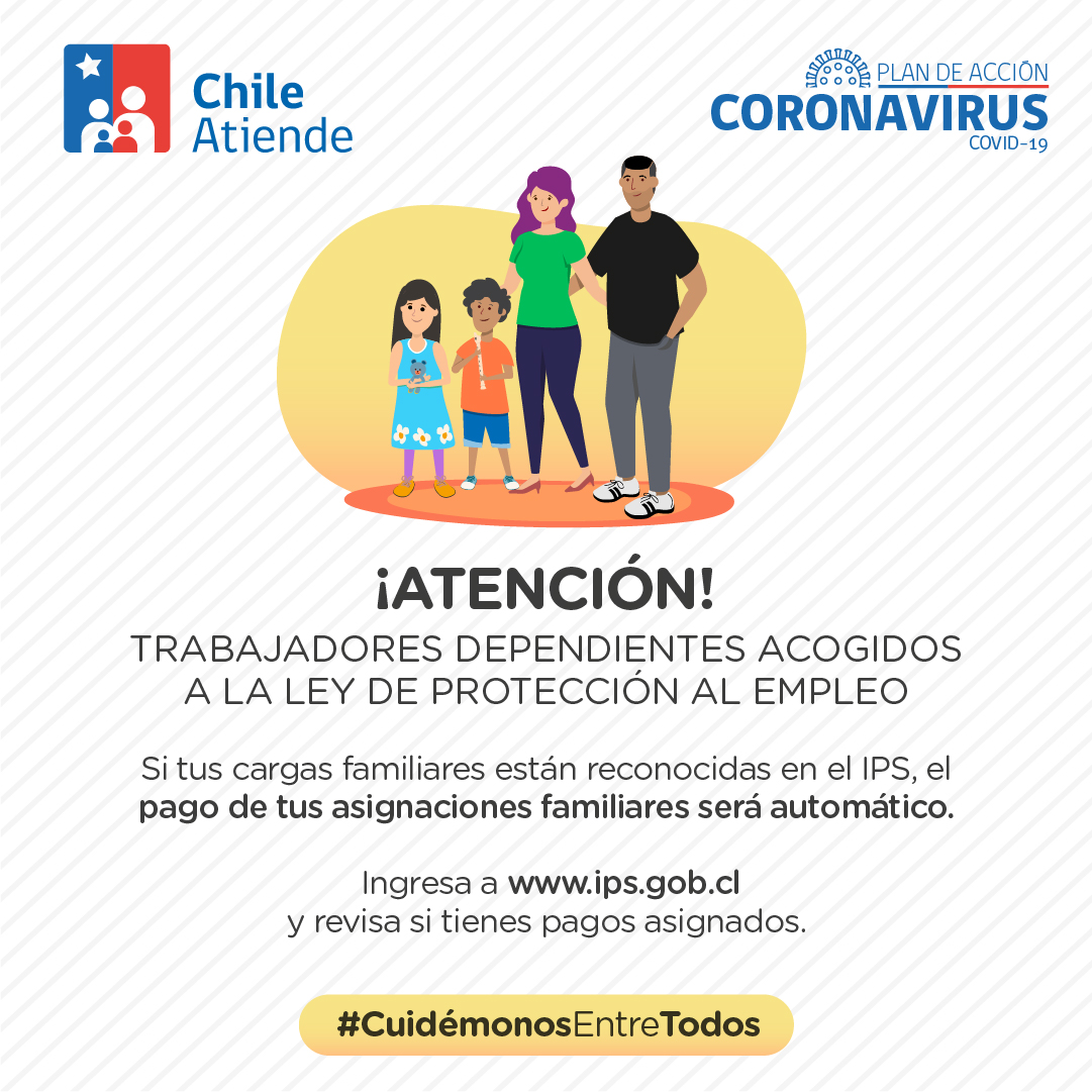 IPS informa pago automático de asignación familiar a trabajadores acogidos a ley de protección al empleo