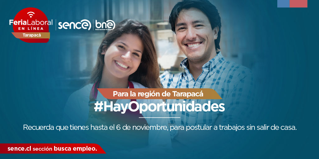 Este viernes finalizan las postulaciones a la Feria Laboral en Línea de Sence Tarapacá