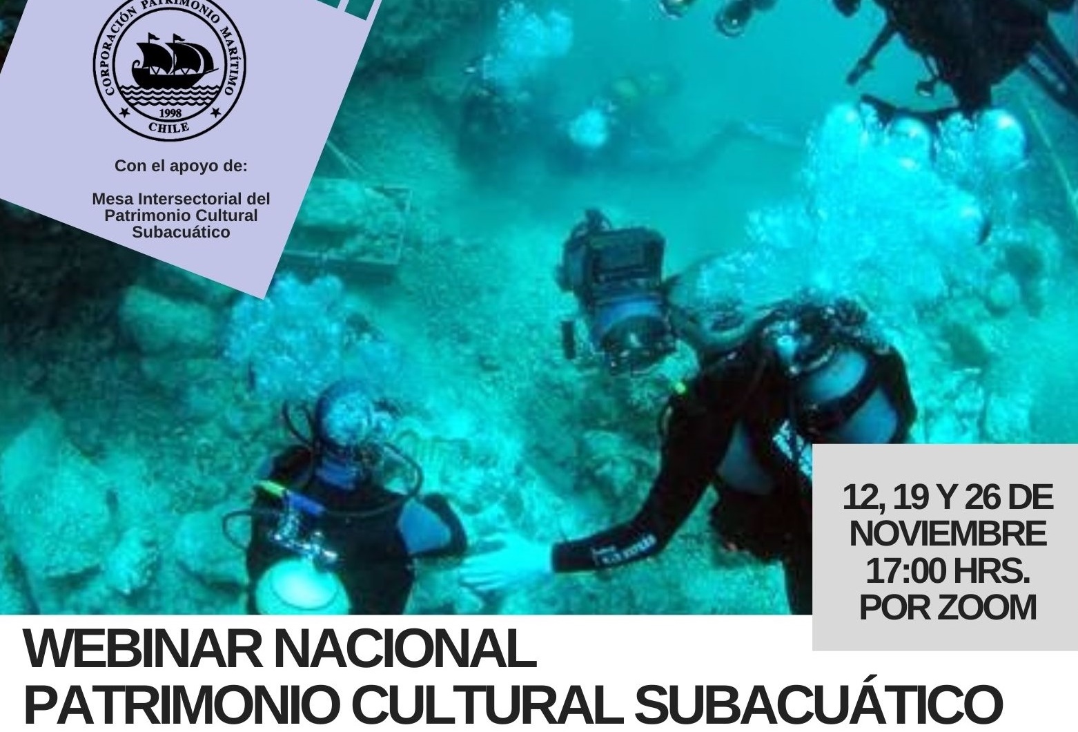 Corporación Marítima de Chile invita a inscribirse en webinar de patrimonio cultural subacuático
