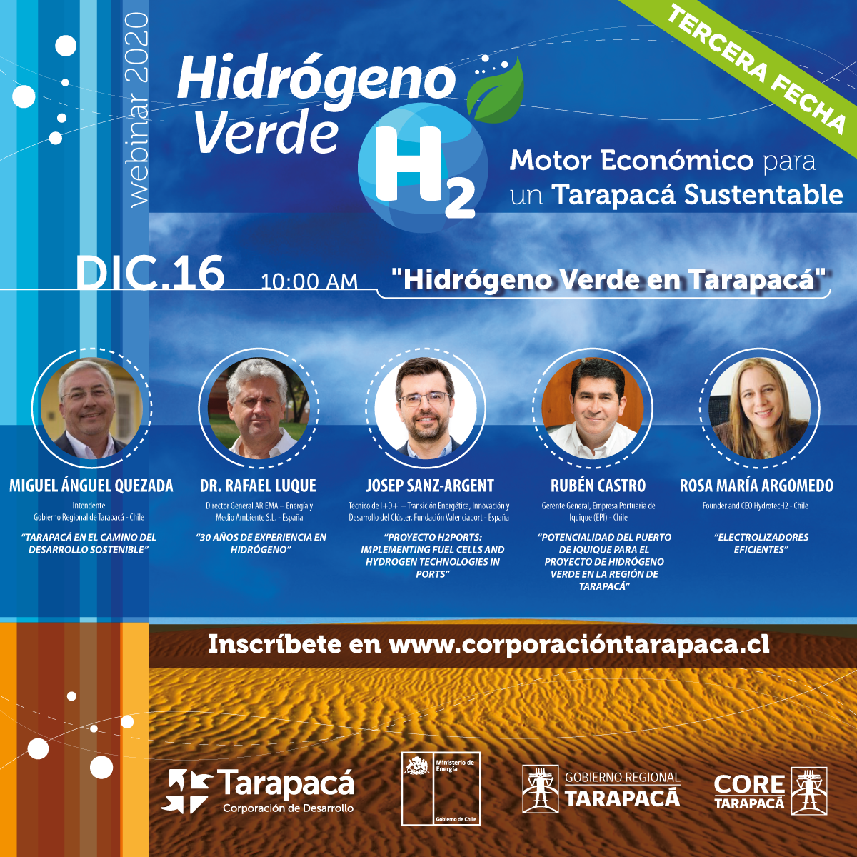 Ciclo de webinars posiciona a Tarapacá como estratégica para producir Hidrogeno Verde