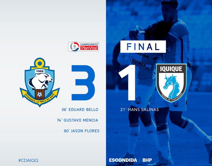 Antofagasta derrotó 3-1 a Deportes Iquique que cada vez está más cerca de la Serie B