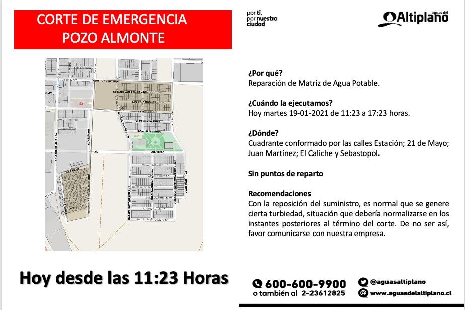 Corte de emergencia en Pozo Almonte