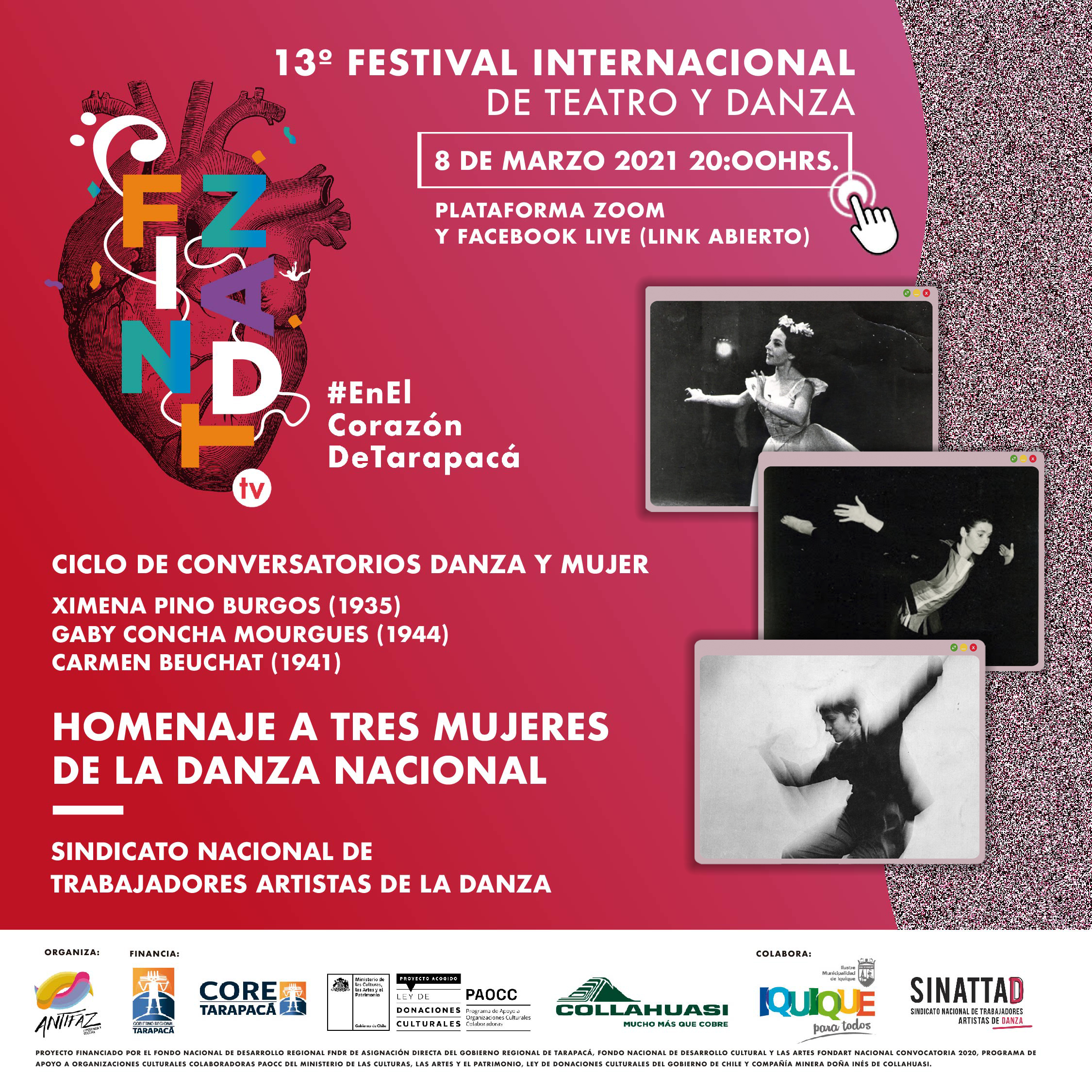 Homenaje a: Tres Grandes Mujeres de la Danza Nacional organiza: Sindicato Nacional de Trabajadores Artistas de la Danza