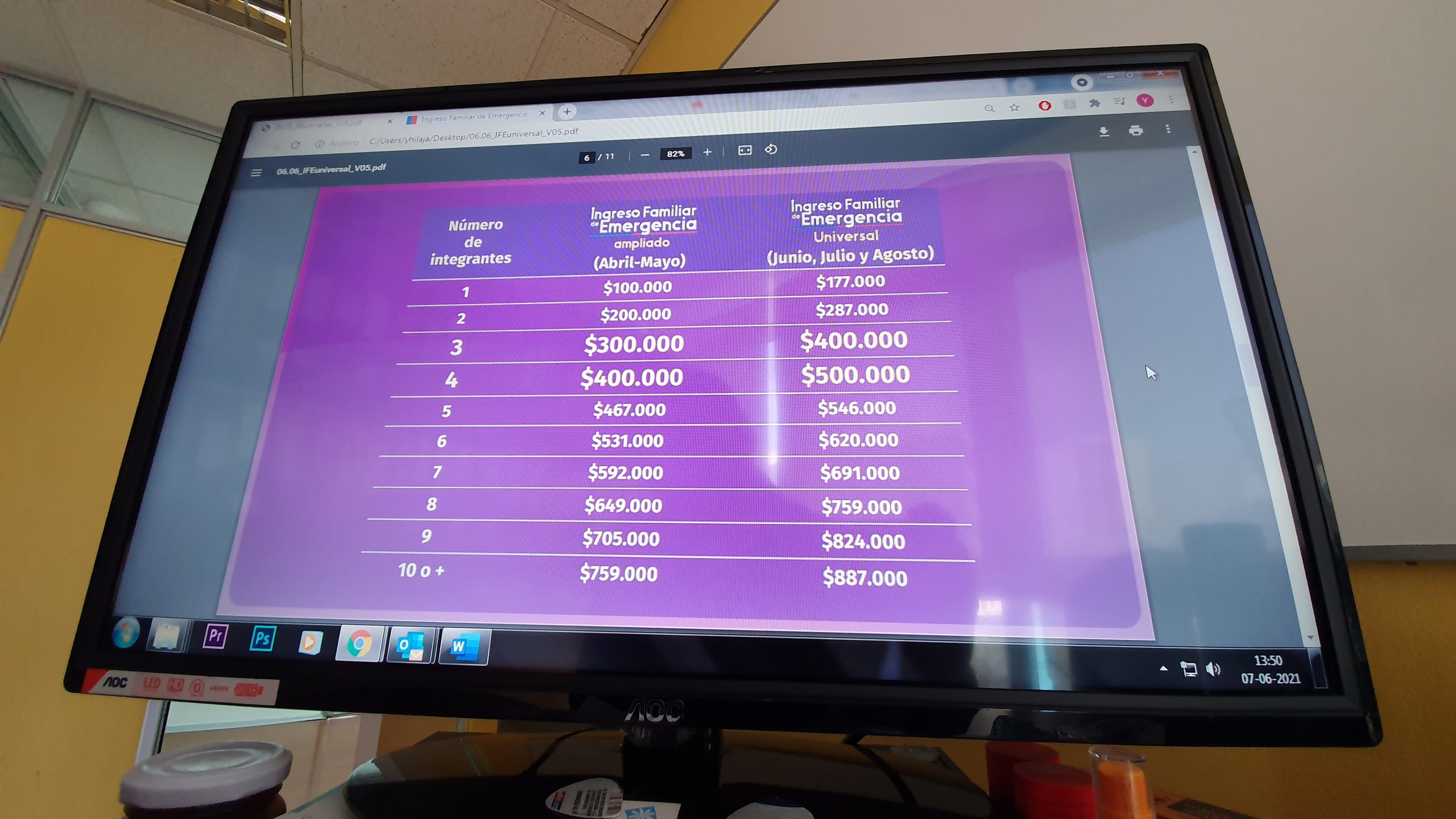 126 mil hogares de Tarapacá podrán recibir el Ingreso Familiar de Emergencia Universal