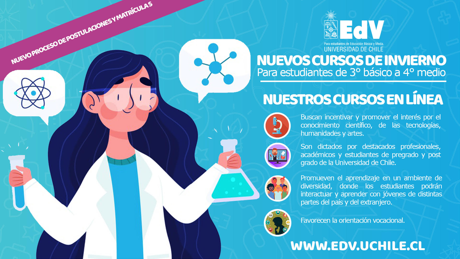 Universidad de Chile abre cursos para escolares de todo el país