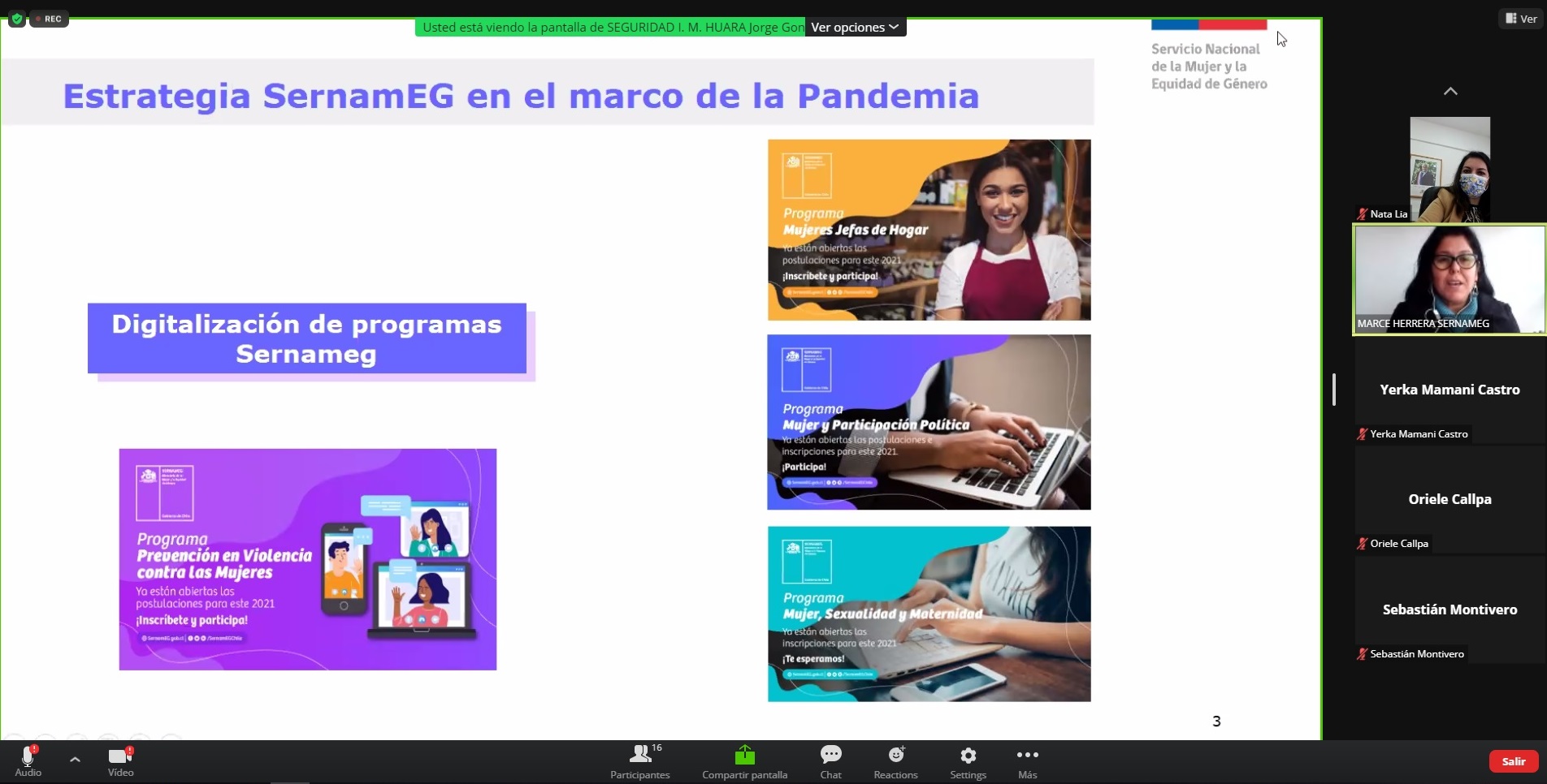 SernamEG Tarapacá dio a conocer gestión programática emprendida  en la zona