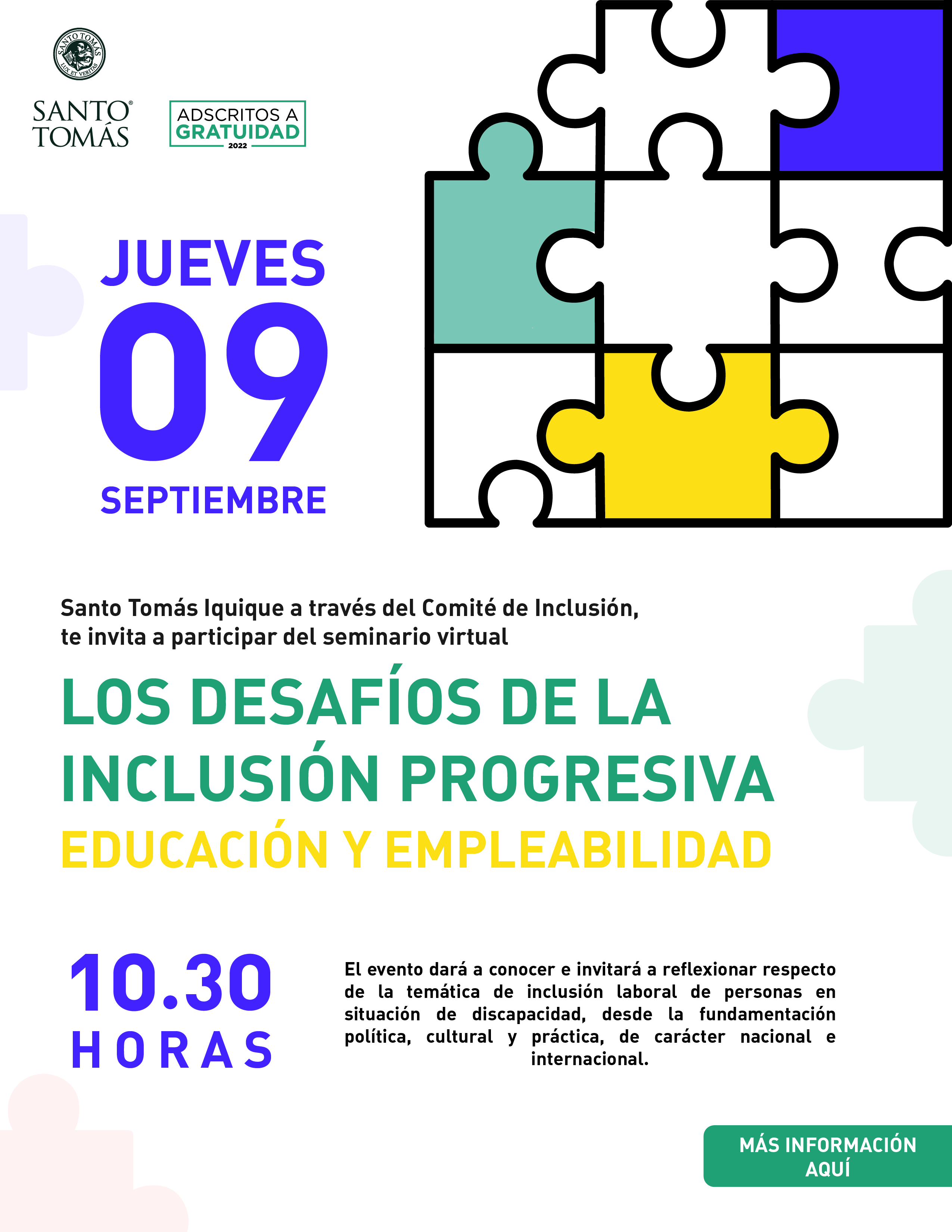 A través de canal institucional de YouTube: Universidad Santo Tomás Iquique realizará seminario virtual sobre inclusión progresiva
