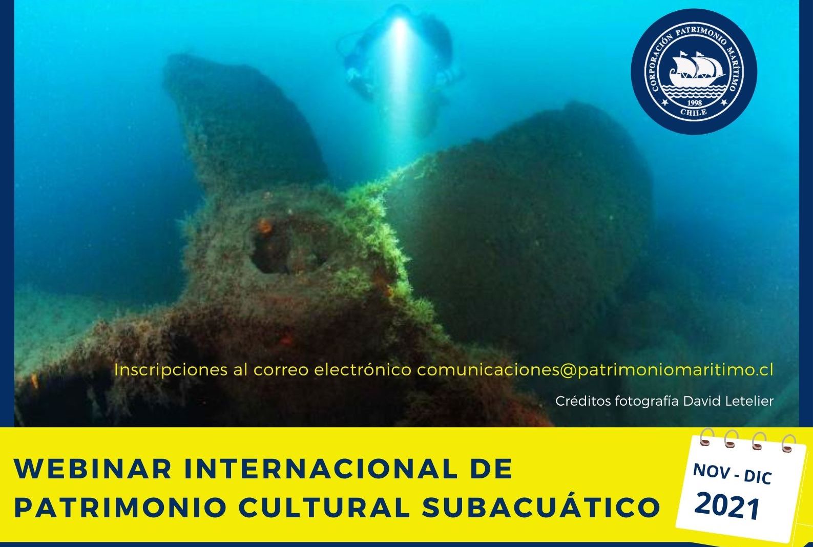 Corporación Patrimonio Marítimo de Chile invita a inscribirse en webinar internacional de patrimonio cultural subacuático