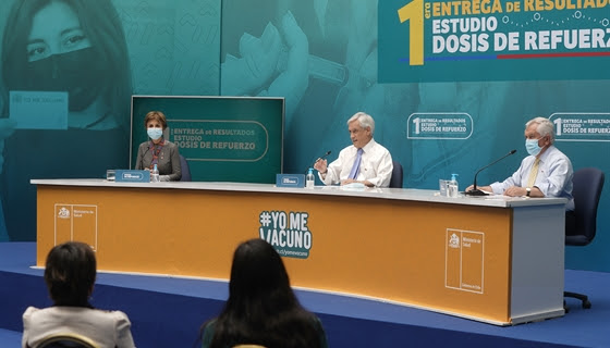 Presidente Piñera encabeza entrega de resultados del primer estudio de dosis de refuerzo contra Covid-19, con un gran aumento de efectividad