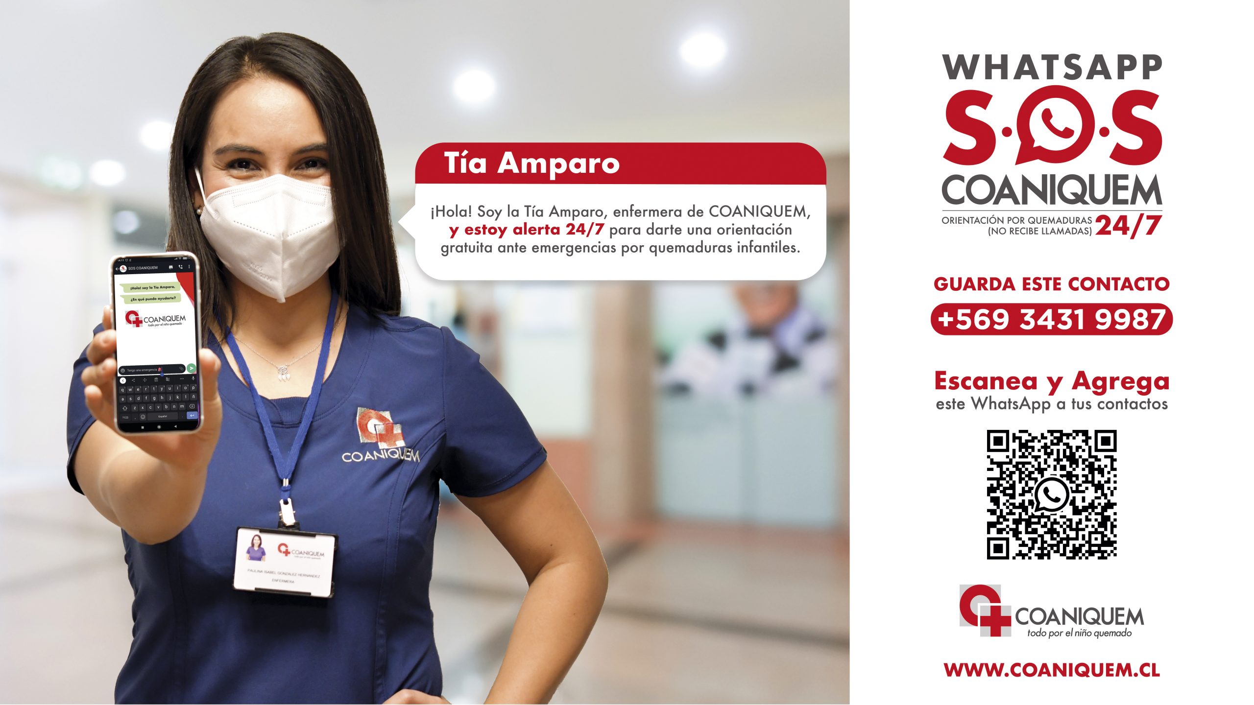 “SOS COANIQUEM» es el nuevo whatsapp 24/7 atendido por un experto en quemaduras