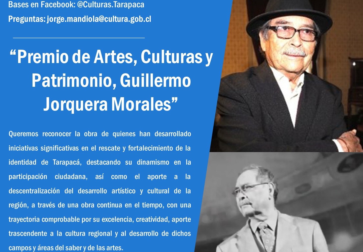 Anuncian instauración de los premios regionales de cultura “Guillermo Jorquera Morales”