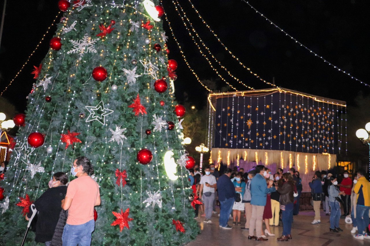 Emotivo encendido de árboles navideños en la comuna de Pica