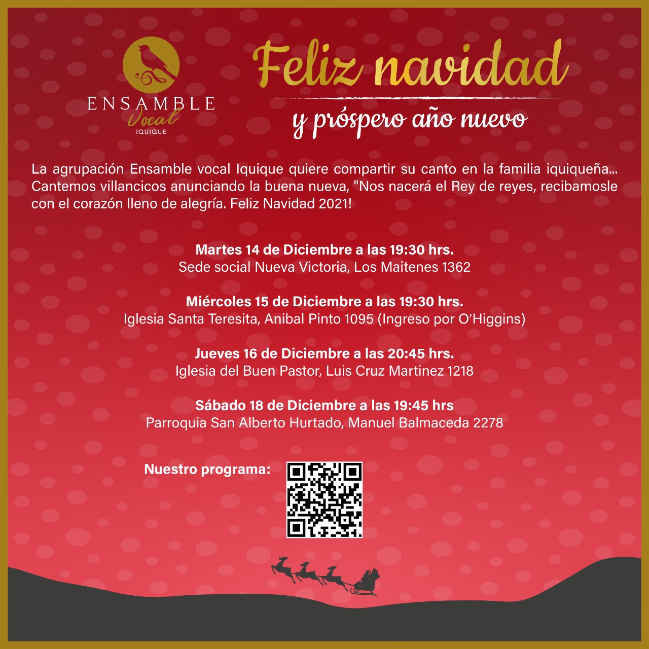 Ensamble Vocal Iquique invita a sus presentaciones de Navidad