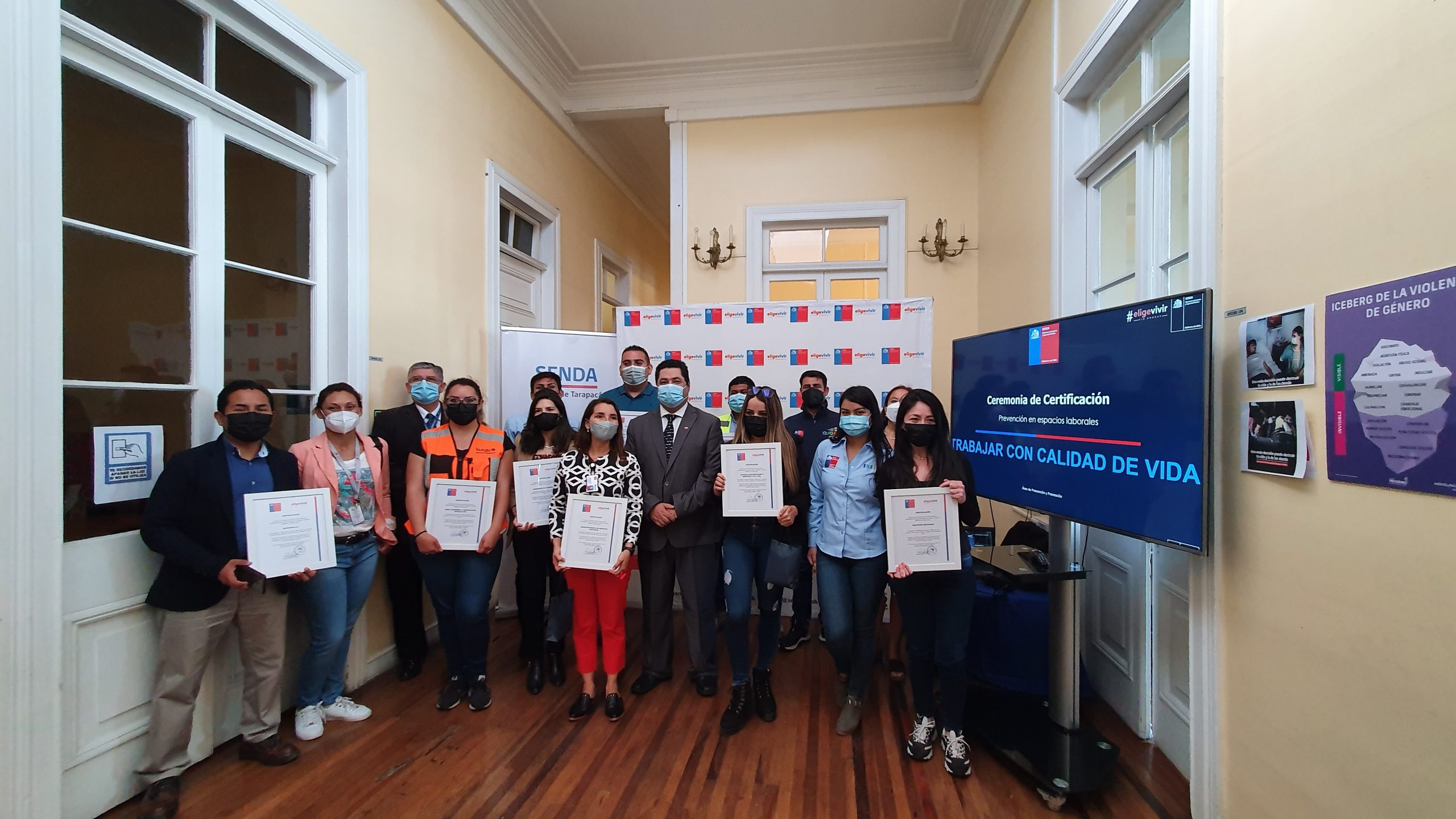 SENDA Tarapacá certifica a organizaciones públicas y privadas como espacios laborales preventivos