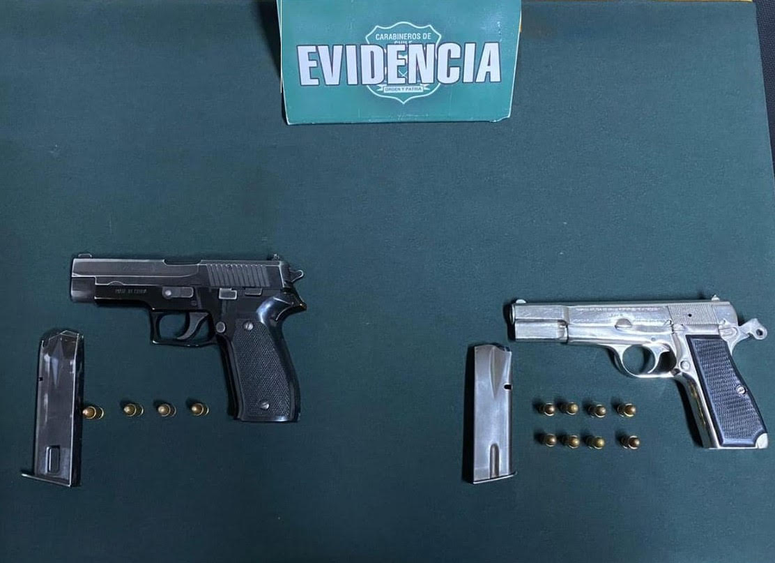 Portaban armas de fuego: Infractores suman 33 detenciones por delitos de homicidio simple, robo con violencia, hurto y receptación