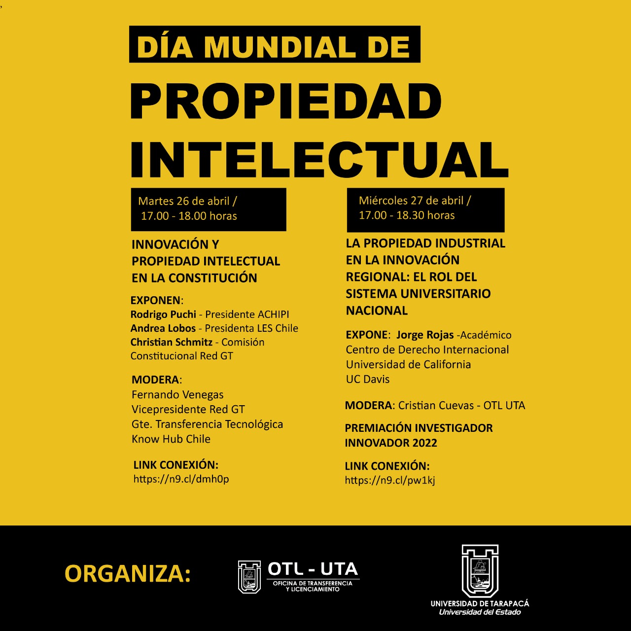 OTL UTA realizará actividad online para exponer importancia de la Propiedad Intelectual en la Nueva Constitución￼