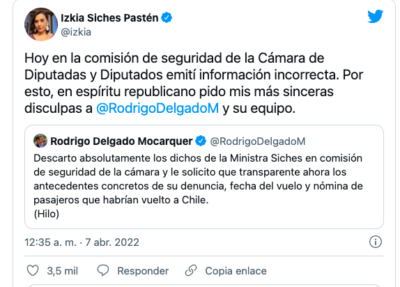 Ministra Izkia Siches reconoció haber emitido «información incorrecta» sobre expulsión de migrantes
