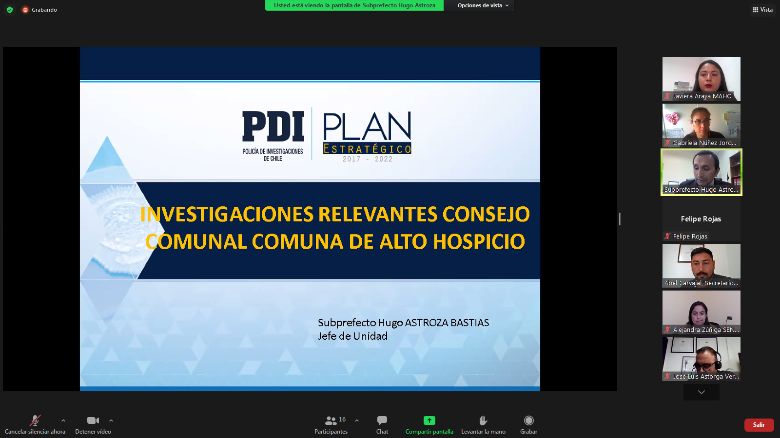 En Consejo Comunal de Seguridad Pública, PDI expuso acciones realizadas en Alto Hospicio