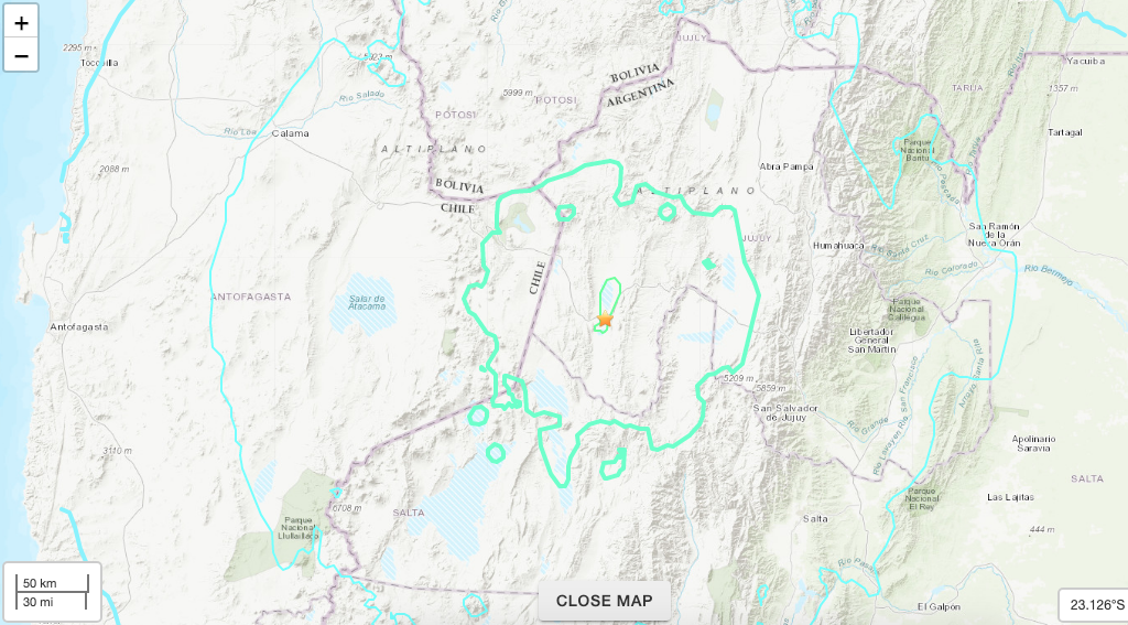 Sismo en Socaire  alcanzó una magnitud de 6.8 grados Richter