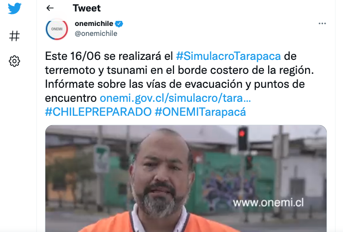 ONEMI realizará un simulacro de tsunami y terremoto en la Región de Tarapacá
