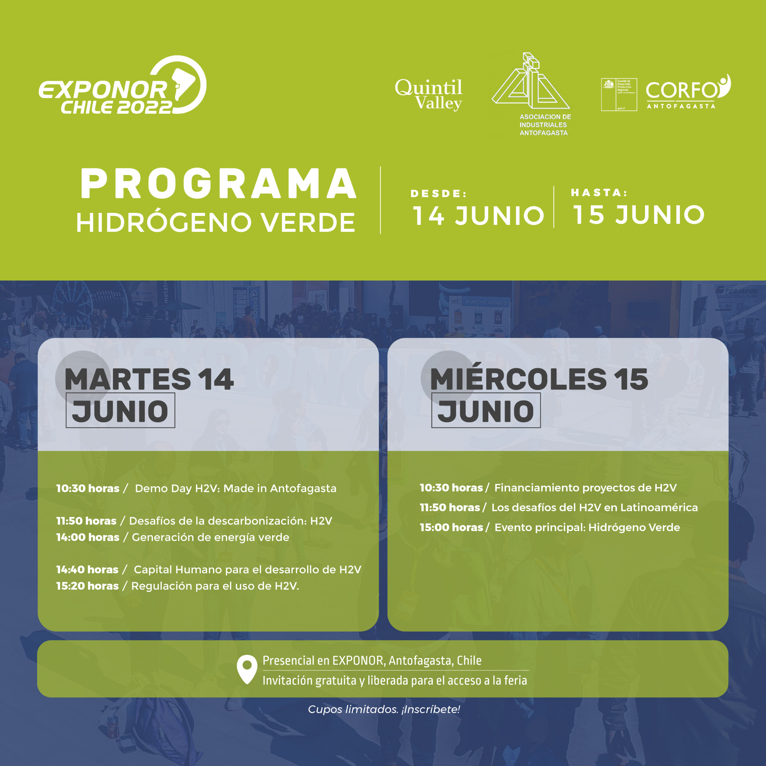EXPONOR 2022: Quintil Valley organiza ciclo de seminarios para analizar regulación y capacitación en la consolidación del hidrógeno verde