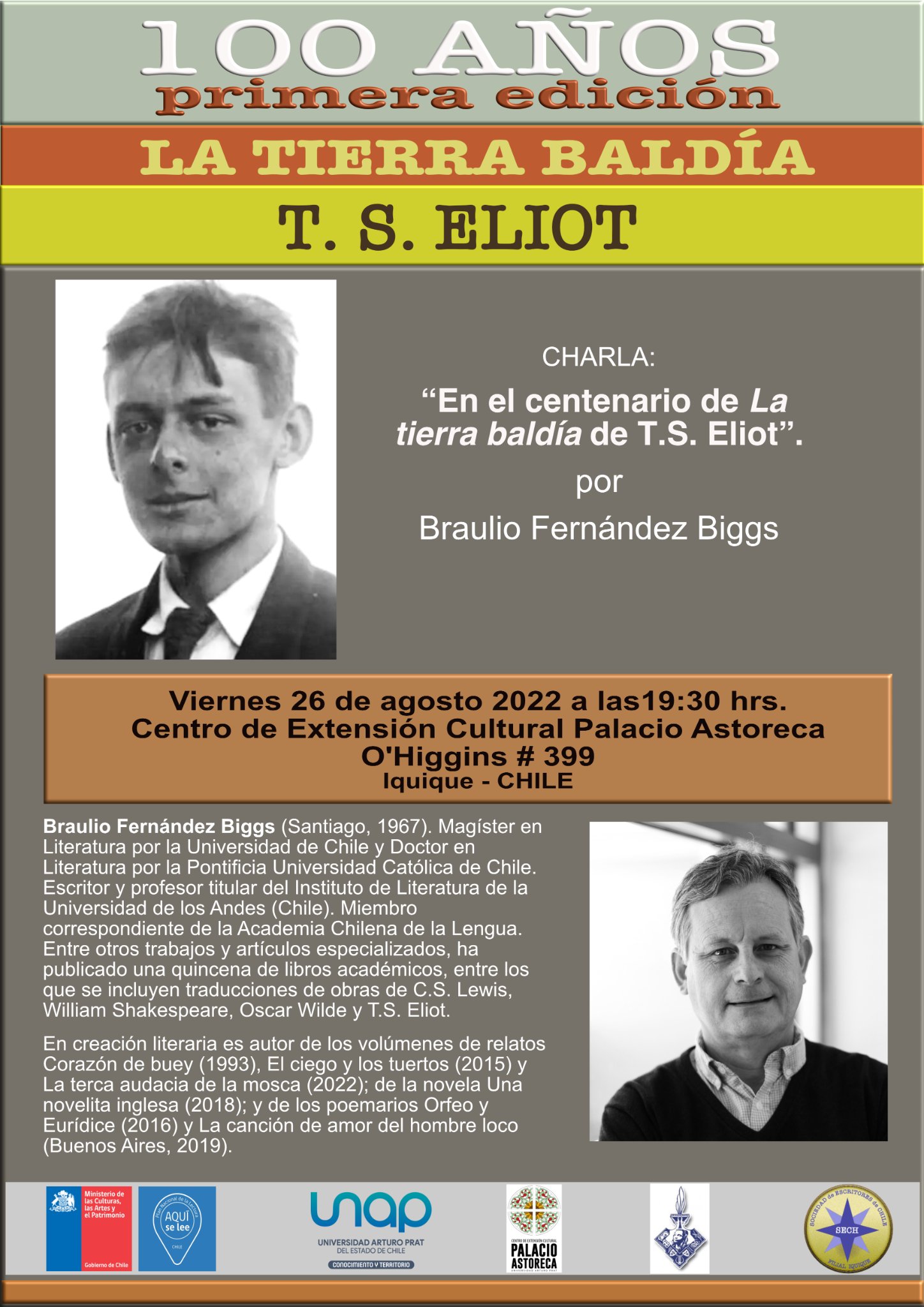 Sociedad de Escritores de Chile, filial Iquique, analiza «La Tierra baldía» de T.S. Elliot