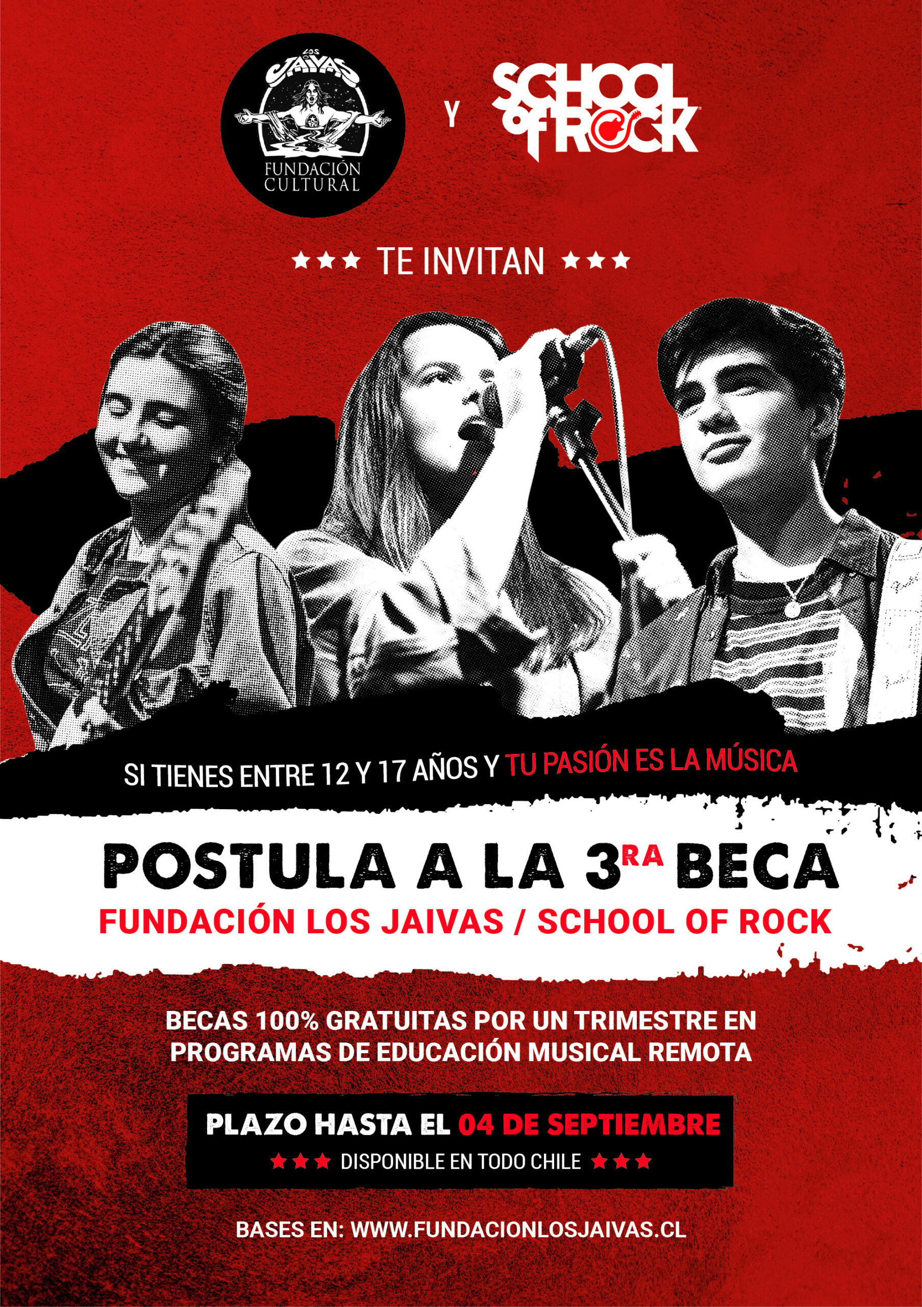 Fundación Cultural Los Jaivas y School of Rock abren convocatoria para postular a su beca de educación musical