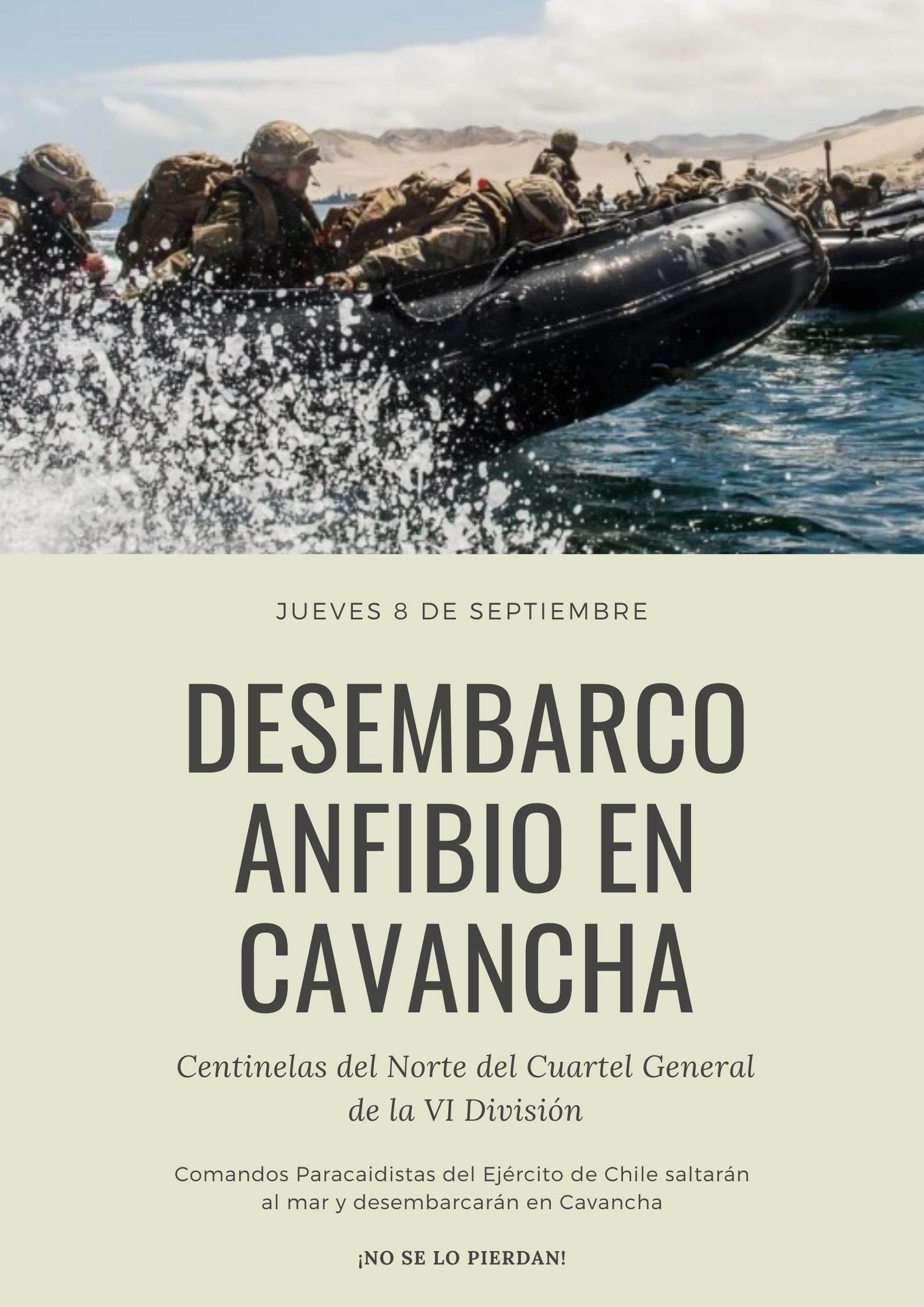 Mes del Ejército: Centinelas del Norte realizarán salto y desembarco en Cavancha