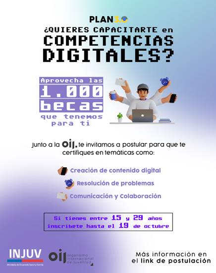 INJUV junto al OIJ lanzan 1.000 becas para capacitar y lograr inserción laboral de jóvenes