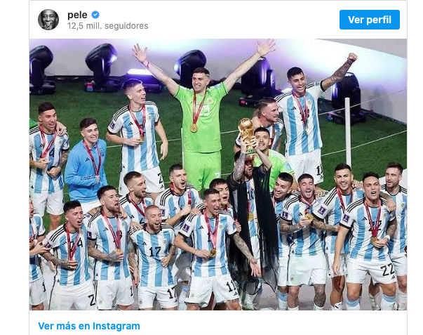 El gran Pelé felicitó a Argentina por su título: «Seguro Maradona está sonriendo ahora»