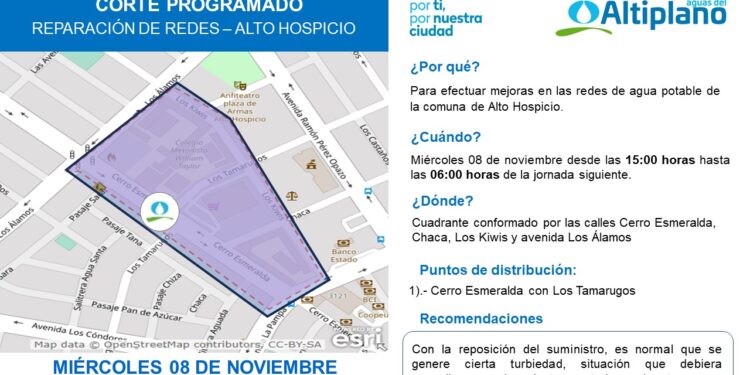 Aguas del Altiplano realizará mejoras en la red de agua potable de Alto Hospicio