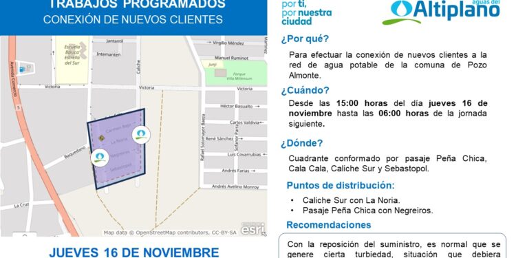 Aguas del Altiplano realizará conexión de nuevos clientes en Pozo Almonte