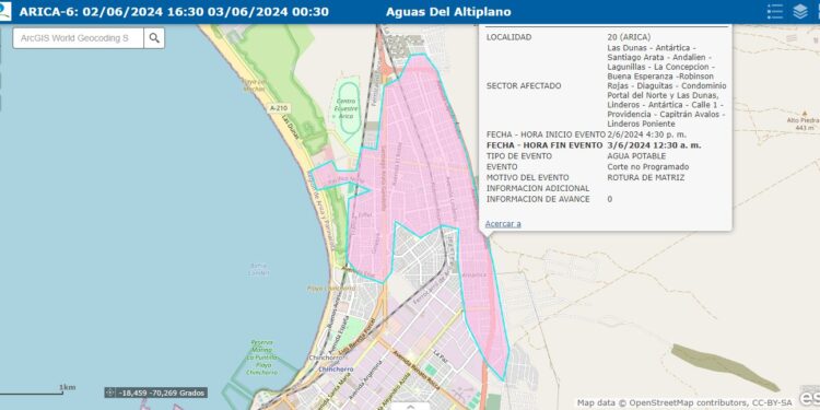 Aguas del Altiplano informa extensión de corte no programado en el sector norte de Arica