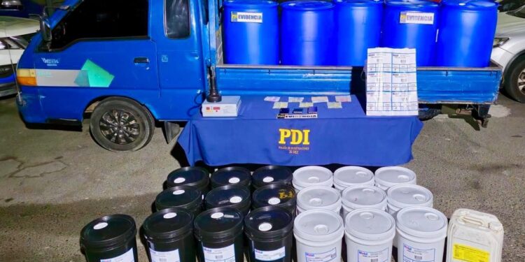 PDI detuvo a tres imputados portando precursores químicos para elaboración de drogas