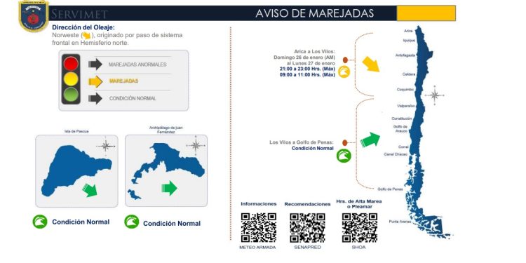Armada alerta marejadas para las costas del país
