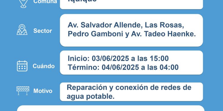 Aguas del Altiplano realizará trabajos de mejora en redes de agua potable en sector de Iquique y en Los Verdes