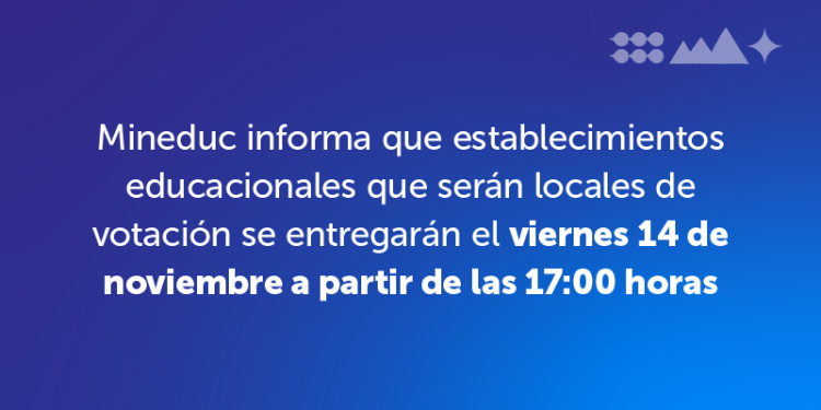 Mineduc informó que establecimientos educacionales que serán locales de votación se entregarán el viernes 14 de noviembre a partir de las 17:00 horas